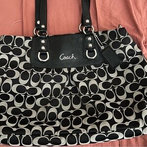 Coach Black and Gray Signature Logo Skirt